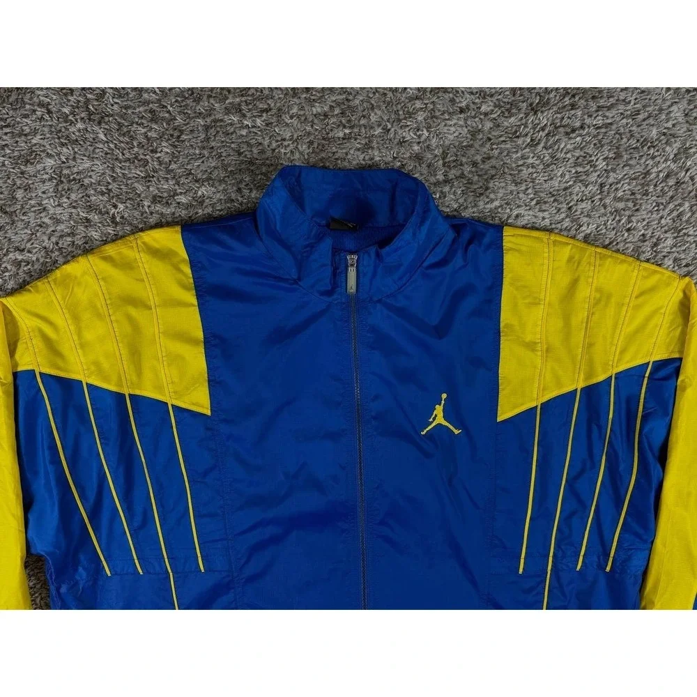 Nike Air Jordan Retro 5 Windbreaker Jacket Blue Yellow Men's 3XL 547683-474